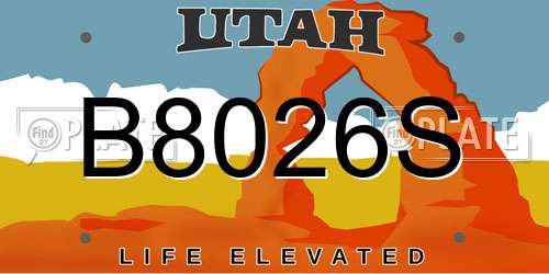 B8026S Utah License Plate