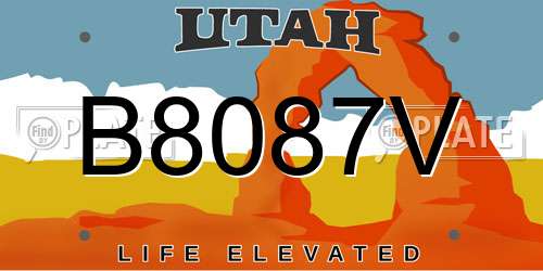 B8087V Utah License Plate