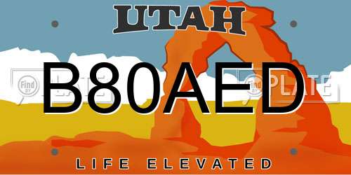 B80AED Utah License Plate