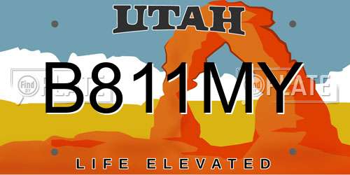 B811MY Utah License Plate