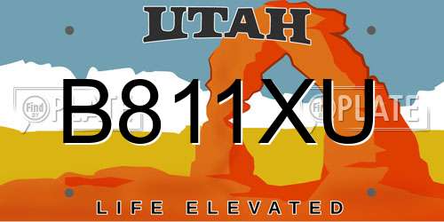 B811XU Utah License Plate