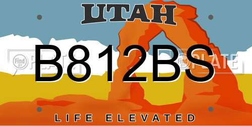 B812BS Utah License Plate