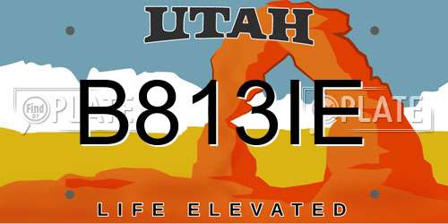 B813IE Utah License Plate