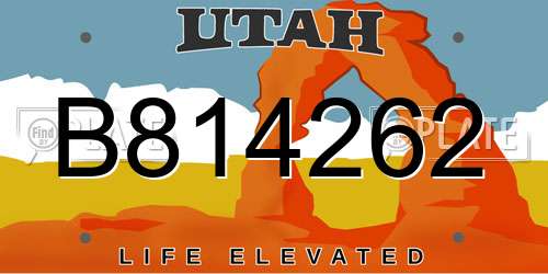 B814262 Utah License Plate