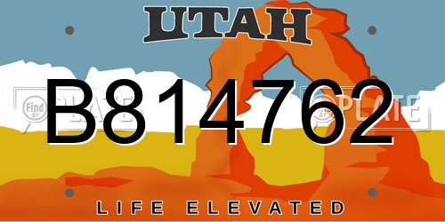 B814762 Utah License Plate