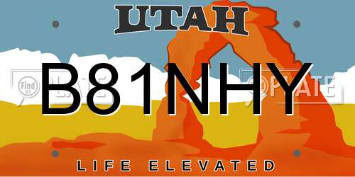 B81NHY Utah License Plate