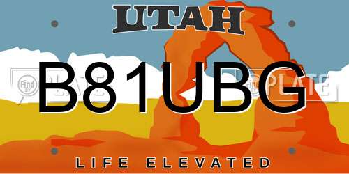 B81UBG Utah License Plate