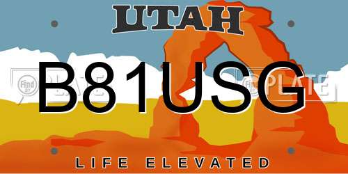 B81USG Utah License Plate