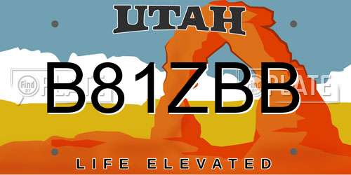 B81ZBB Utah License Plate