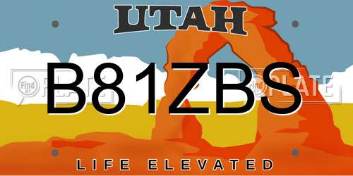 B81ZBS Utah License Plate