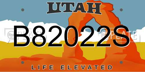 B82022S Utah License Plate