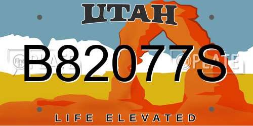 B82077S Utah License Plate