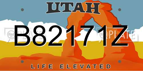 B82171Z Utah License Plate