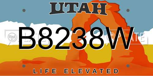 B8238W Utah License Plate