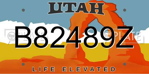 B82489Z Utah License Plate
