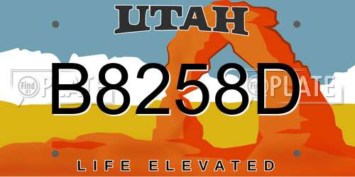 B8258D Utah License Plate
