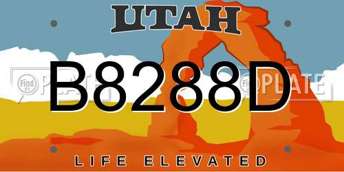 B8288D Utah License Plate