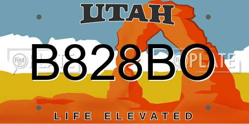 B828BO Utah License Plate