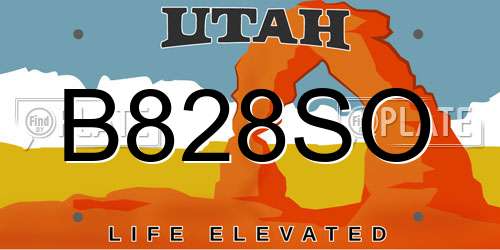 B828SO Utah License Plate