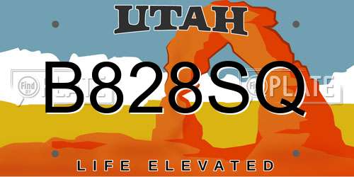 B828SQ Utah License Plate