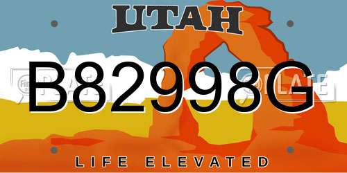 B82998G Utah License Plate