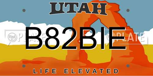 B82BIE Utah License Plate