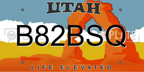 B82BSQ Utah License Plate