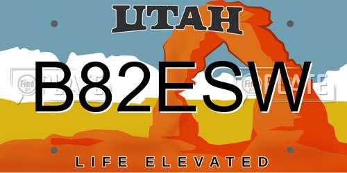 B82ESW Utah License Plate