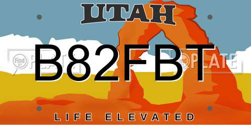 B82FBT Utah License Plate