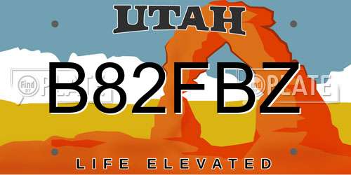 B82FBZ Utah License Plate