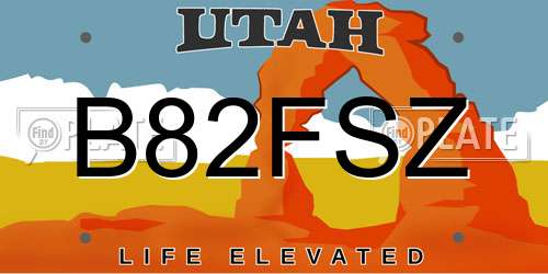 B82FSZ Utah License Plate
