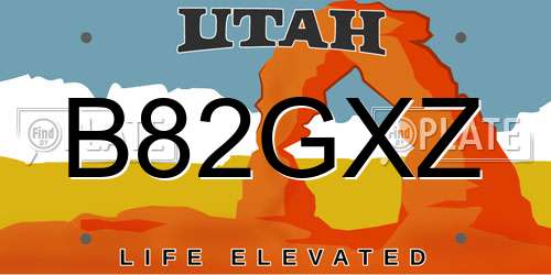 B82GXZ Utah License Plate
