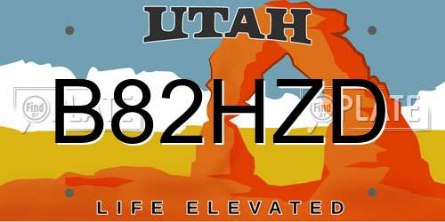 B82HZD Utah License Plate