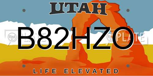 B82HZO Utah License Plate