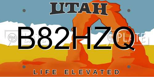 B82HZQ Utah License Plate