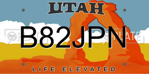 B82JPN Utah License Plate