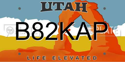 B82KAP Utah License Plate