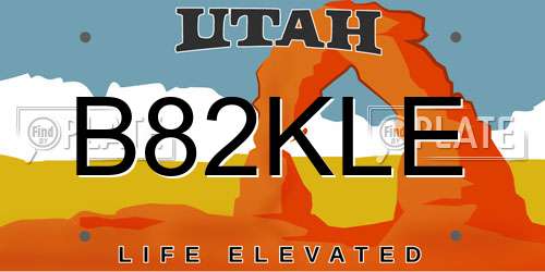 B82KLE Utah License Plate