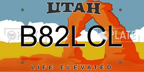 B82LCL Utah License Plate
