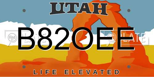 B82OEE Utah License Plate