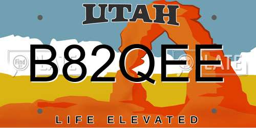 B82QEE Utah License Plate