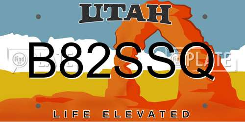 B82SSQ Utah License Plate