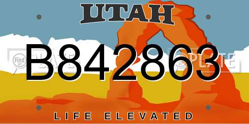 B842863 Utah License Plate