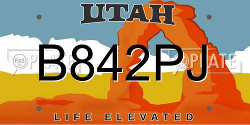 B842PJ Utah License Plate