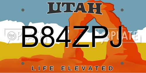 B84ZPJ Utah License Plate