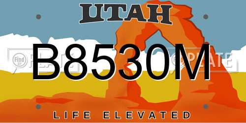 B8530M Utah License Plate