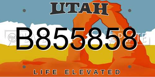 B855858 Utah License Plate