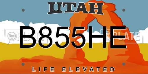 B855HE Utah License Plate