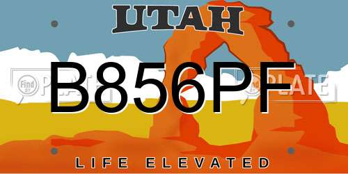 B856PF Utah License Plate
