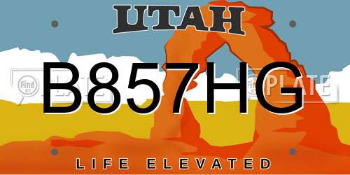 B857HG Utah License Plate